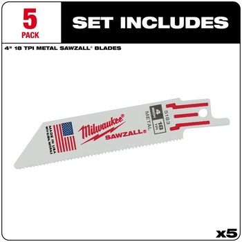 Milwaukee SAWZALL Reciprocating Saw Blade 48-00-5183 - 18 TPI - 0.75 in Width x 0.035 in Thick - Bi-Metal