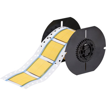 Brady PermaSleeve B33-1000-2-342YL-2 Die-Cut Printer Sleeve - 1 in x 1.66 in - Polyolefin - Yellow - B-342 - 91042