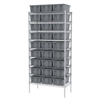 Picture of Akro-Mils AWS183635180 Nest & Stack 2000 lb Adjustable Gray Chrome Steel Open Fixed Shelving System (Main product image)