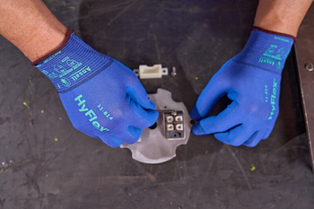 Ansell HyFlex 11814 Blue 9 Work Gloves - Automotive, Machinery and Equipment, Aerospace, Chemical Grade - A1 Cut Resistance - Nitrile Foam Palm & Fingers Coating - 11814090