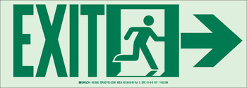 Picture of Brady Bradyglo B-984 Polyester Rectangle White English Exit Sign part number 114649 (Main product image)