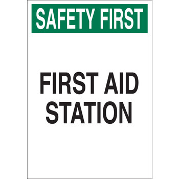 Picture of Brady B-302 Polyester Rectangle White English First Aid Sign part number 85325 (Main product image)