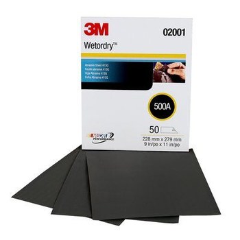 3M Tri-M-Ite 413Q Sand Paper Sheet 02001 - 9 in x 11 in - Silicon Carbide - 500 - Super Fine