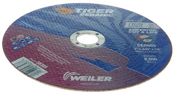 Weiler Tiger Ceramic Cutoff Wheel 58303 - Type 1 - Straight Wheel - 7 in - Ceramic - 60 - S