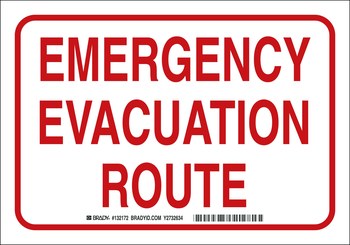 Picture of Brady B-120 Fiberglass Reinforced Polyester Rectangle White English Evacuation Route Sign part number 132172 (Main product image)