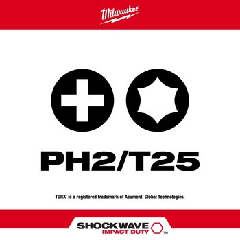 Milwaukee SHOCKWAVE Impact Duty Phillips Torx Bit 48-32-4312 - Alloy Steel - 2 in Length - 47479