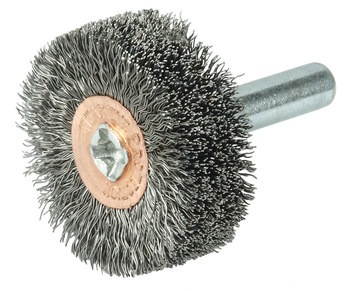 Weiler 17601 Wheel Brush - 1-1/4 in Dia - Crimped Steel Bristle