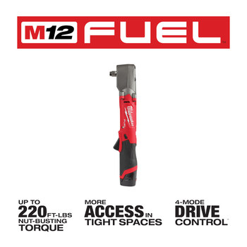Milwaukee M12 FUEL Impact Wrench Kit 2565-22 - M12 REDLITHIUM Battery - 220 ft/lb Max