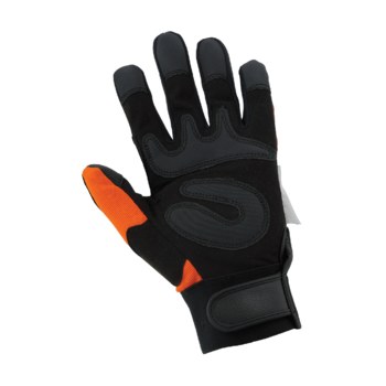 Global Glove Hot Rod HR9000VIS Black/Orange/White Large Synthetic Leather Work Gloves - HR9000VIS/LG