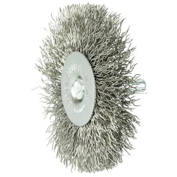 Weiler Stainless Steel Radial Bristle Brush - 3 in Outside Diameter - 0.014 in Bristle Diameter - 17979