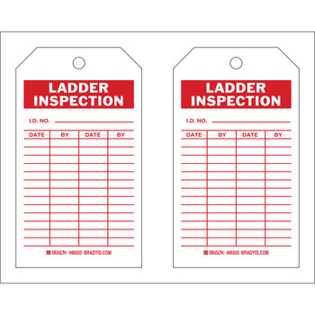 Picture of Brady Red on White Laminated, Metal Grommet, Write-On Polyester / Paper Ladder 86503 Ladder Tag (Main product image)