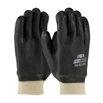 Picture of PIP ProCoat 58-8015DD Black Universal PVC Supported Chemical-Resistant Gloves (Main product image)