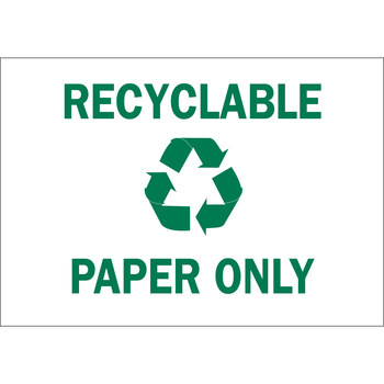 Picture of Brady B-120 Fiberglass Reinforced Polyester Rectangle White English Recycle Sign part number 70609 (Main product image)