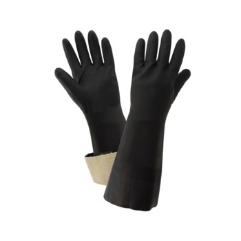 Global Glove FrogWear Black One Size Fits All Supported Chemical-Resistant Gloves - 15 in Length - Rough Finish - 22 mil Thick - 245CT