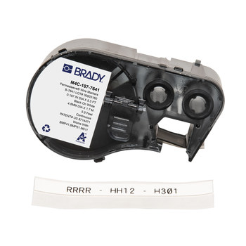 Picture of Brady PermaSleeve Black on White Polyolefin Thermal Transfer M4C-187-7641 Low Smoke Zero Halogen Heat-Shrink Label (Main product image)