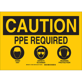 Picture of Brady B-120 Fiberglass Reinforced Polyester Rectangle Yellow English PPE Sign part number 131970 (Main product image)
