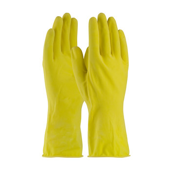 Picture of PIP Assurance 48-L160Y Yellow Large Latex Unsupported Chemical-Resistant Gloves (Main product image)