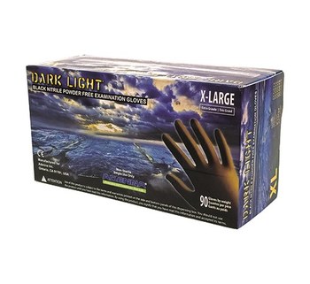 Adenna Dark Light Black XL Powder Free Disposable General Purpose & Examination Gloves - Medical Exam Grade - 9.4 in Length - 9 mil Thick - DLG678