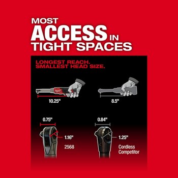 Milwaukee M12 FUEL Ratchet 2568-20 - M12 REDLITHIUM Battery - 420 in/lb Max