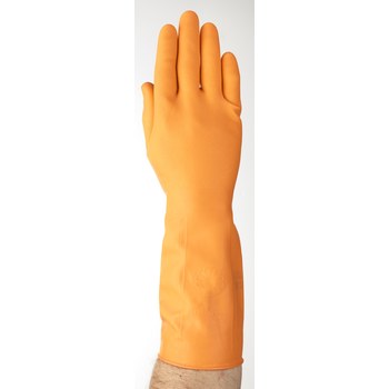 Ansell AlphaTec 87-370 Orange 9.5 Unsupported Chemical-Resistant Gloves - 13 in Length - Rough Finish - 27 mil Thick