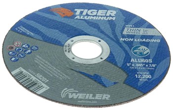 Weiler Tiger Aluminum Cutting Wheel 58201 - 5 in - Aluminum Oxide - 60 - S