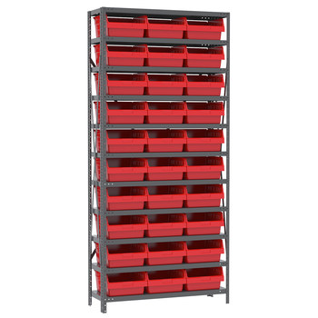 Picture of Akro-Mils AS1279010R 500 lbs Fixed Red Gray Powder Coated Steel 22 ga Open Fixed Shelving (Main product image)