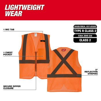 Milwaukee Reflective Safety Vest 48-73-2256 - Size Large/XL - Hi-Vis Orange  - 83240