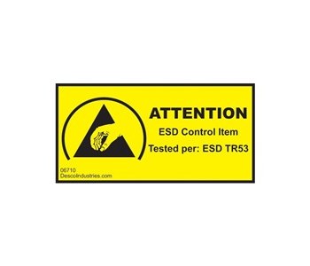 Picture of Desco Black on Yellow Rectangle DESCO 06710 Static Warning Label (Main product image)