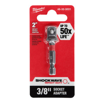Milwaukee SHOCKWAVE Impact Socket Adapter 48-32-5031 - 3/8 in Male Square - 1.875 in Length - Proprietary Steel - 19502