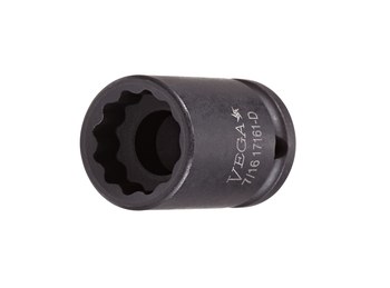 Vega Tools M11001-D 12 Point 10 mm Long Length Impact Socket - S2 Modified Steel - 1/4 in Square Drive - B - Straight - 25.0 mm Length - 01776