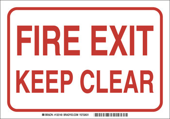 Picture of Brady B-401 High Impact Polystyrene Rectangle White English Fire Exit Sign part number 132136 (Main product image)