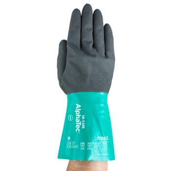Ansell AlphaTec 58-530B Sea Green/Anthracite Grey 9 Supported Chemical-Resistant Glove - Rough Finish - 13 mil Thick - 58-530B/SZ 9