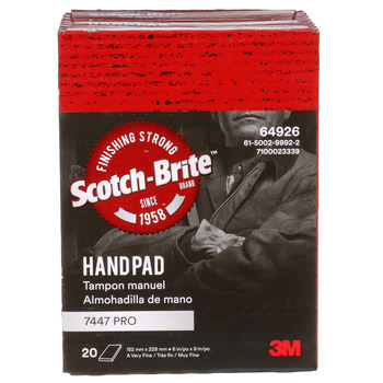 3M Scotch-Brite 7447 Pro Hand Pad 64926 - Aluminum Oxide - Very Fine - 9 in x 6 in