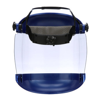 Sellstrom Sta-Clear Blue Plastic Full Face Shield - Ratcheting System Adjustment - Anti-Fog - 327380-05125