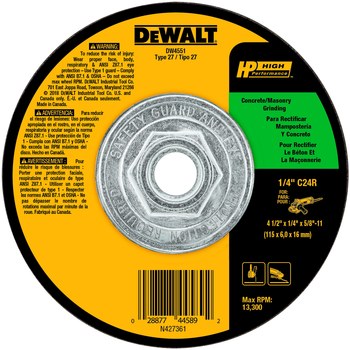 Dewalt Grinding Wheel 45892 Type 27 Depressed Center 4 1 2 in