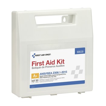 First Aid Only First Aid Kit - 3 in Width - 10.75 in Length - 11 in Height - Plastic Case Construction - 092265-90639