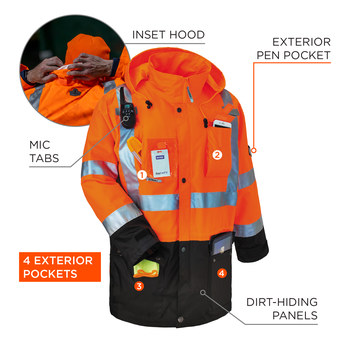 Ergodyne GloWear Rain Jacket 8386 25464 - Size Large - Orange