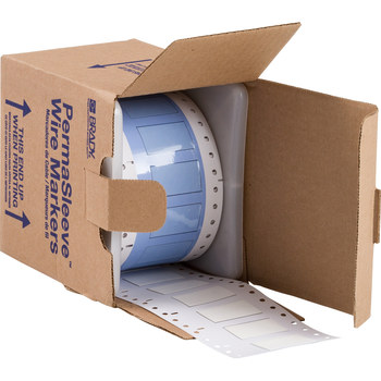 Picture of Brady White Polyolefin Thermal Transfer PS-500-150-WT-S-3 Die-Cut Thermal Transfer Printer Sleeve (Main product image)