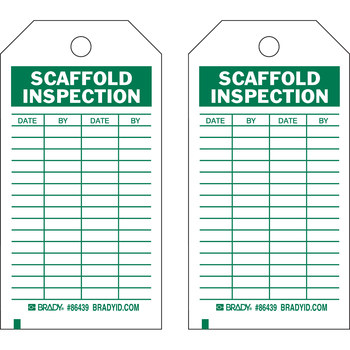Picture of Brady Green on White Laminated, Metal Grommet, Write-On Polyester / Paper Scaffold 86439 Scaffold Tag (Main product image)