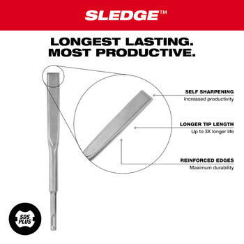 Milwaukee 3/4 in Flat Chisel 48-62-6052 - 10 in Overall Length - High Speed Steel - SDS-Plus Shank