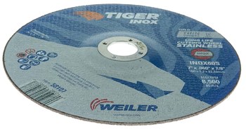 Weiler Tiger Inox Cutting Wheel 58107 - Type 27 - Depressed Center Wheel - 7 in - 60 - S