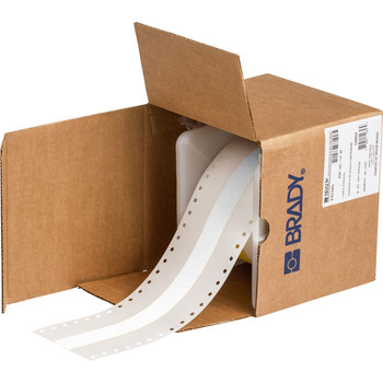 Picture of Brady Bradywrap White Self-Extinguishing, Write-On PVF Dot Matrix RCM-637-1.5-WT Dot Matrix Printer Label (Main product image)