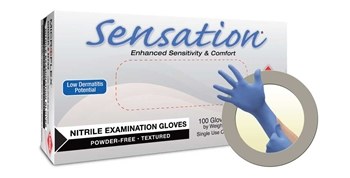 Microflex High Five Sensation N73 Blue Large Powder Free Disposable Gloves - Medical Exam Grade - Rough Finish - N733