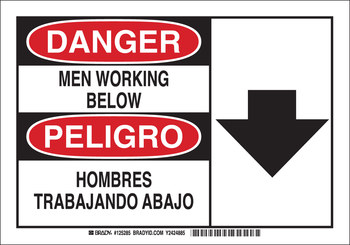 Picture of Brady B-302 Polyester Rectangle White English / Spanish Equipment Safety Sign part number 125285 (Main product image)