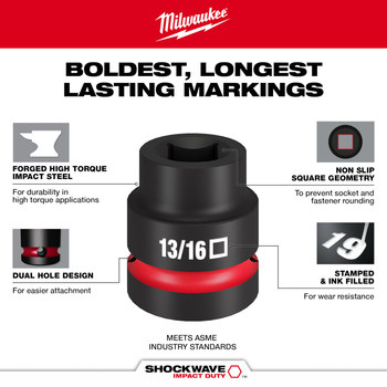 Milwaukee SHOCKWAVE Impact Duty 49-66-7841 Impact Socket - Forged Steel - 4 Point Drive - 4.61 in Length - 82691
