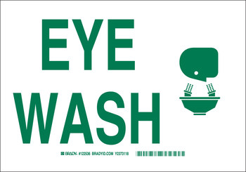 Picture of Brady B-120 Fiberglass Reinforced Polyester Rectangle White English Eyewash Sign part number 122732 (Main product image)