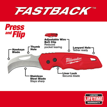 Milwaukee FASTBACK 48-22-1525 Folding Pocket Knife - Plastic - 7 in - 53448