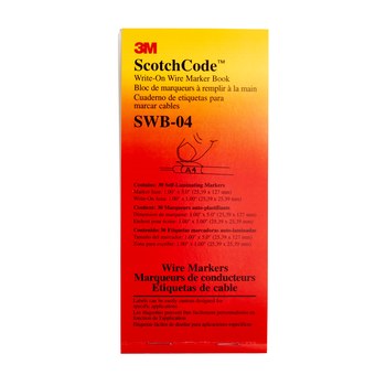 3M ScotchCode SWB-4 Wire Marker Book - 5 in x 1 in - White - 49907
