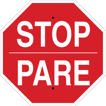 Picture of Brady B-555 Aluminum Octagon Red English / Spanish Stop Signs, Traffic Control Signs & Banners Sign part number 124571 (Main product image)