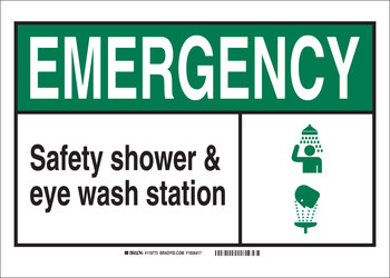 Picture of Brady B-555 Aluminum Rectangle Eyewash & Shower Sign part number 120674 (Main product image)